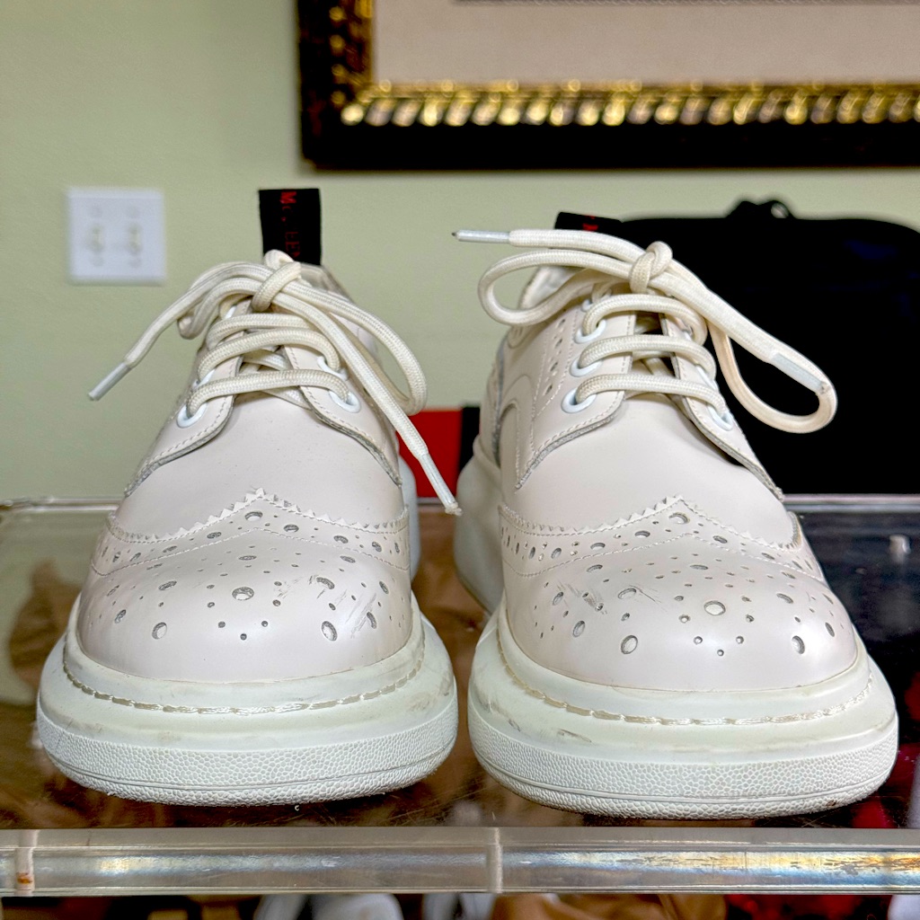 Alexander Mcqueen Oversized Platform Sneakers Leather 39/Us 8.5-9 White Leather
